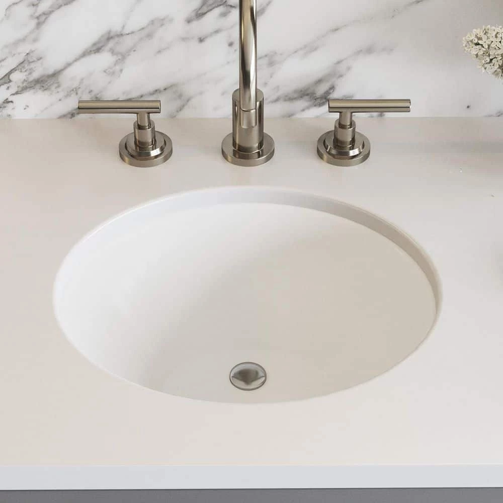 PELHAM & WHITE Newcastle 20 in. Undermount Ceramic Oval Bathroom Sink in White 5 PELHAM & WHITE Newcastle 20 in. Undermount Ceramic Oval Bathroom Sink in White - Image 3