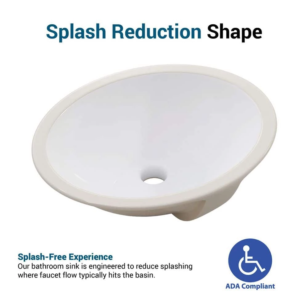 PELHAM & WHITE Newcastle 20 in. Undermount Ceramic Oval Bathroom Sink in White 8 PELHAM & WHITE Newcastle 20 in. Undermount Ceramic Oval Bathroom Sink in White - Image 6