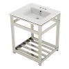 Kingston Brass 25 in. Ceramic Console Sink (4 in. in 3-Hole) with Stainless Steel Base in Polished Nickel -Bathroom Sinks Sales white polished nickel kingston brass console sinks hvwp2522w4a6 64 1000