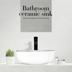 Puluomis White Ceramic Round Vessel Sink with Black Edges Design with Faucet Pop Up Drain Set 17 Puluomis White Ceramic Round Vessel Sink with Black Edges Design with Faucet Pop Up Drain Set -Bathroom Sinks Sales white puluomis vessel sinks us bg1010 31 1000