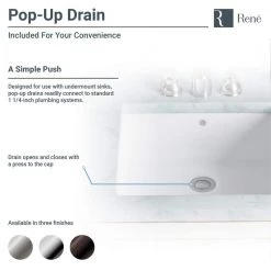 Rene Undermount Porcelain Bathroom Sink in White with Pop-Up Drain in Brushed Nickel -Bathroom Sinks Sales white rene undermount bathroom sinks r2 1003 w pud bn 66 1000