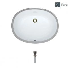 Rene Under-Mount Porcelain Bathroom Sink in White with Pop-Up Drain in Brushed Nickel -Bathroom Sinks Sales white rene undermount bathroom sinks r2 1005 w pud bn 40 1000