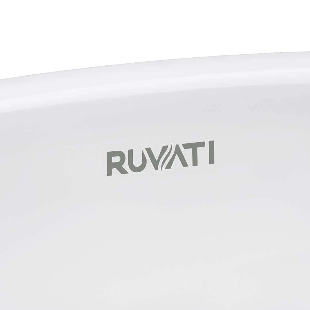Ruvati 16 in. x 13 in. Oval Undermount Vanity Bathroom Porcelain Ceramic with Overflow in White 7 Ruvati 16 in. x 13 in. Oval Undermount Vanity Bathroom Porcelain Ceramic with Overflow in White - Image 5