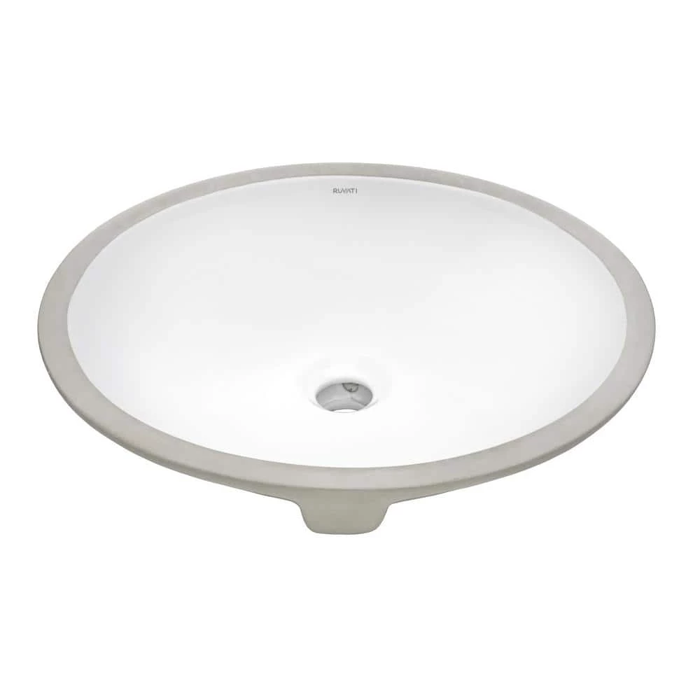 Ruvati 16 in. x 13 in. Oval Undermount Vanity Bathroom Porcelain Ceramic with Overflow in White 4 Ruvati 16 in. x 13 in. Oval Undermount Vanity Bathroom Porcelain Ceramic with Overflow in White - Image 2