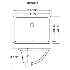 Ruvati 17 in. Rectangular Undermount Vanity Bathroom Porcelain Ceramic with Overflow in White -Bathroom Sinks Sales white ruvati undermount bathroom sinks rvb0718 1d 1000