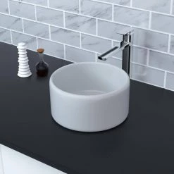 Satico Amuering 16 in. Topmount Bathroom Sink Basin in White -Bathroom Sinks Sales white satico drop in bathroom sinks 16tay17 44 1000
