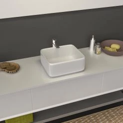 Satico Amuering 15 in. Topmount Bathroom Sink Basin in White 11 Satico Amuering 15 in. Topmount Bathroom Sink Basin in White -Bathroom Sinks Sales white satico drop in bathroom sinks 16tay19 1f 1000