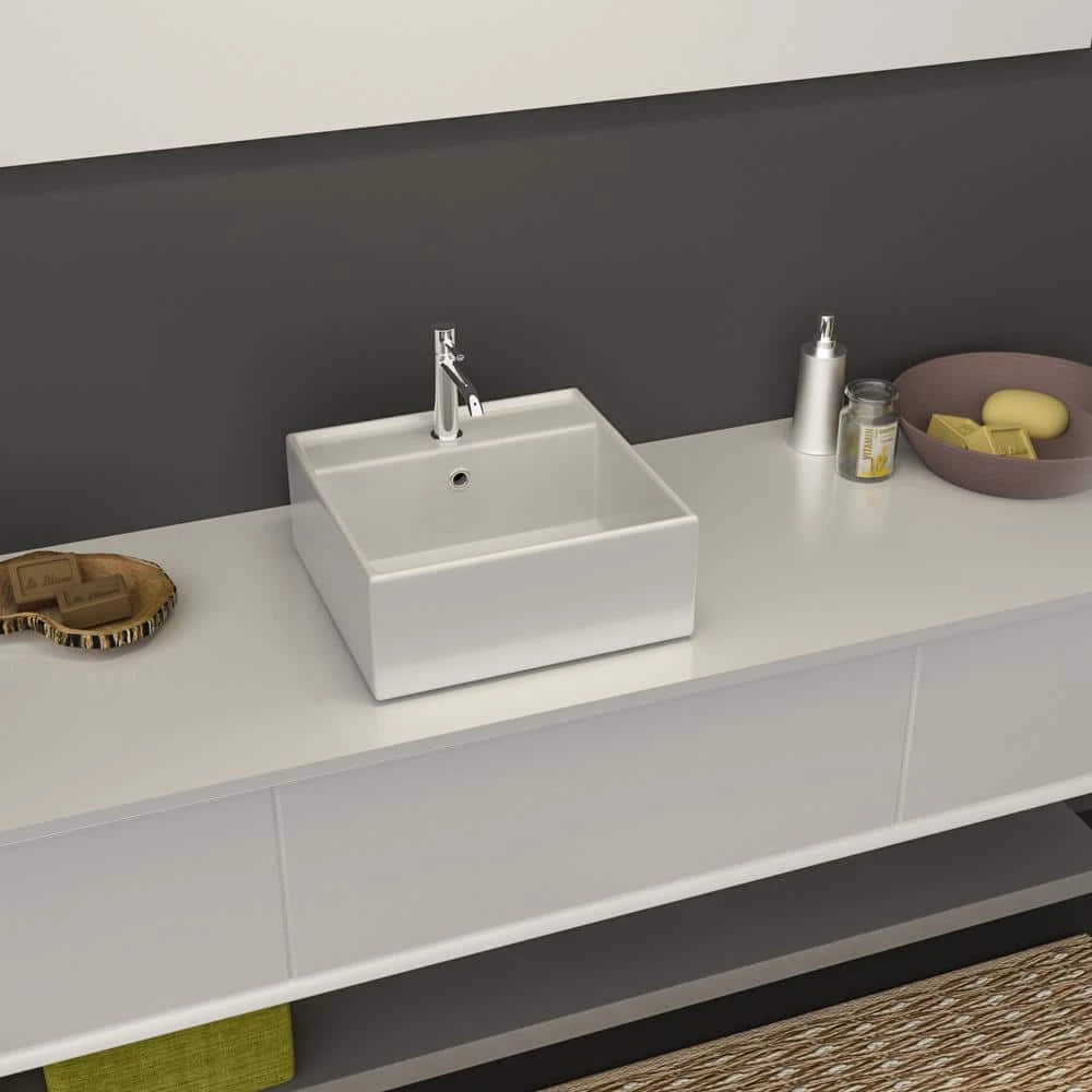 Satico Amuering 16 in. Topmount Bathroom Sink Basin in White 7 Satico Amuering 16 in. Topmount Bathroom Sink Basin in White - Image 5