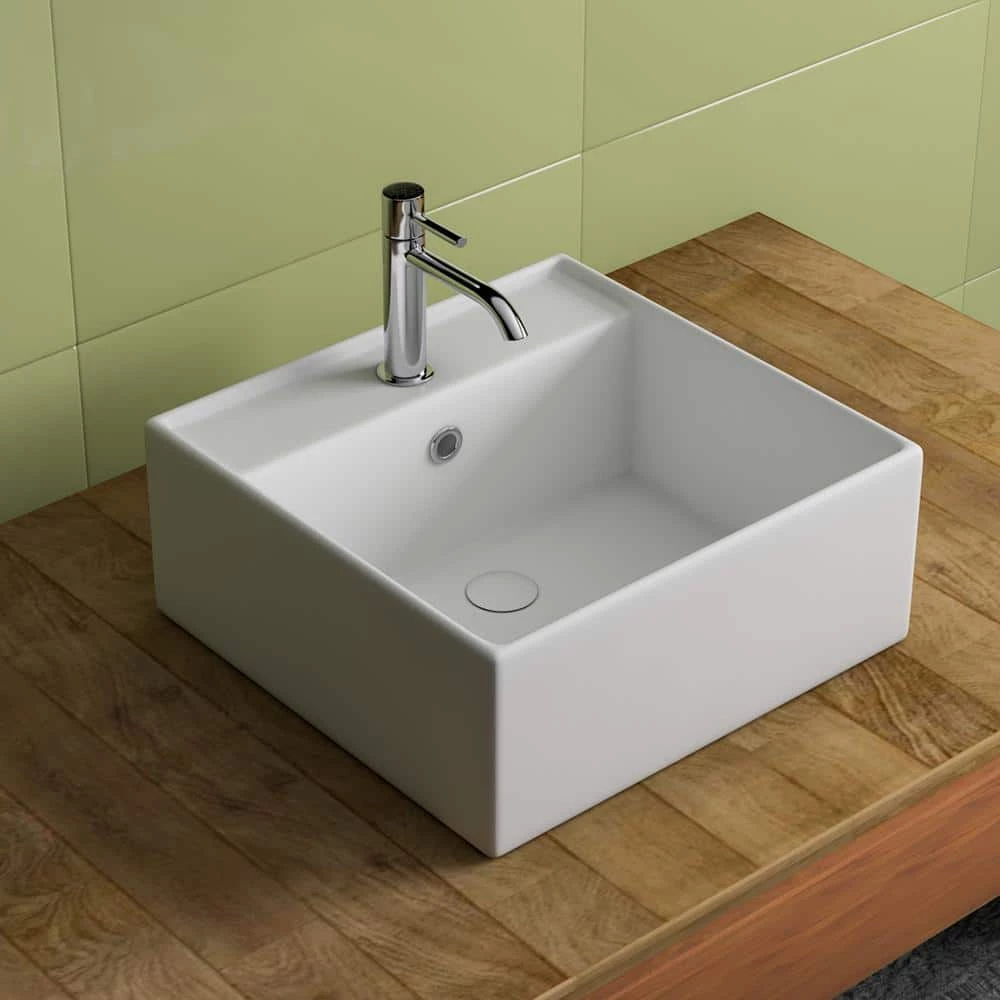 Satico Amuering 16 in. Topmount Bathroom Sink Basin in White 5 Satico Amuering 16 in. Topmount Bathroom Sink Basin in White - Image 3