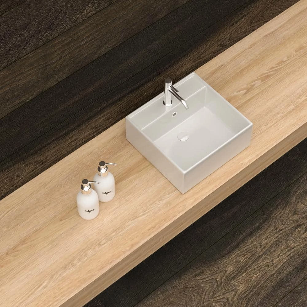 Satico Amuering 16 in. Topmount Bathroom Sink Basin in White 8 Satico Amuering 16 in. Topmount Bathroom Sink Basin in White - Image 6