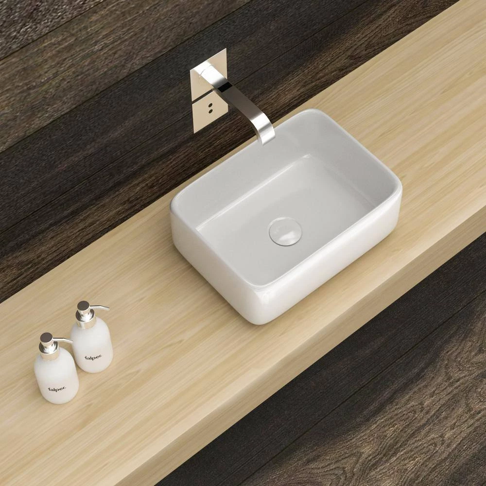 Satico Amuering 19.63 in. Topmount Bathroom Sink Basin in White 8 Satico Amuering 19.63 in. Topmount Bathroom Sink Basin in White - Image 6