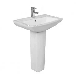 FINE FIXTURES Classic 24.75 in. W x 18.5 in. L Modern Ceramic Pedestal Sink and Basin Combo in White