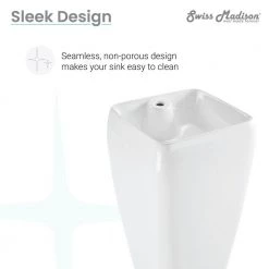 Swiss Madison Carre Glossy, White Ceramic Square Pedestal Sink 23 Swiss Madison Carre Glossy, White Ceramic Square Pedestal Sink -Bathroom Sinks Sales white swiss madison pedestal sinks sm ps311 4f 1000