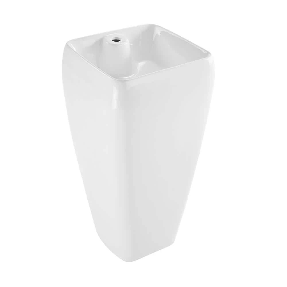 Swiss Madison Carre Glossy, White Ceramic Square Pedestal Sink 4 Swiss Madison Carre Glossy, White Ceramic Square Pedestal Sink - Image 2