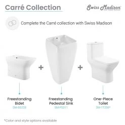 Swiss Madison Carre Glossy, White Ceramic Square Pedestal Sink 26 Swiss Madison Carre Glossy, White Ceramic Square Pedestal Sink -Bathroom Sinks Sales white swiss madison pedestal sinks sm ps311 fa 1000