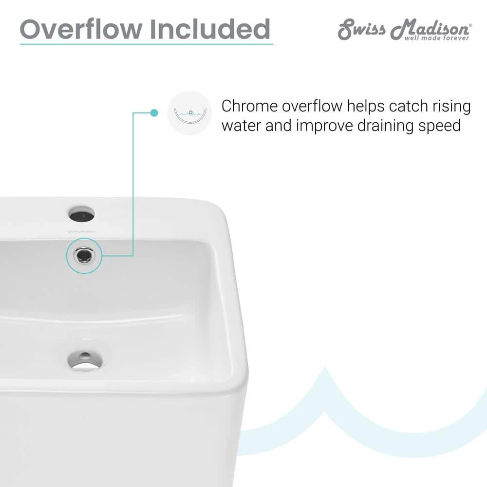 Swiss Madison Concorde 1-Piece Glossy White Ceramic Square Pedestal Sink 12 Swiss Madison Concorde 1-Piece Glossy White Ceramic Square Pedestal Sink - Image 10
