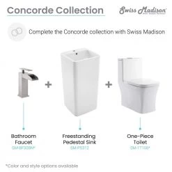 Swiss Madison Concorde 1-Piece Glossy White Ceramic Square Pedestal Sink 27 Swiss Madison Concorde 1-Piece Glossy White Ceramic Square Pedestal Sink -Bathroom Sinks Sales white swiss madison pedestal sinks sm ps312 d4 1000