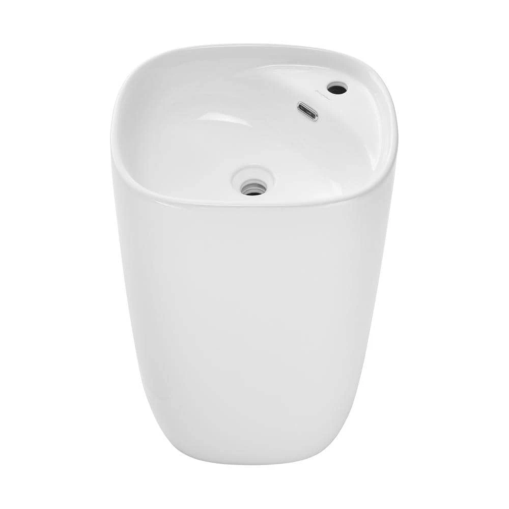 Swiss Madison Ivy 1-Piece Glossy White Ceramic Square Pedestal Sink 7 Swiss Madison Ivy 1-Piece Glossy White Ceramic Square Pedestal Sink - Image 5