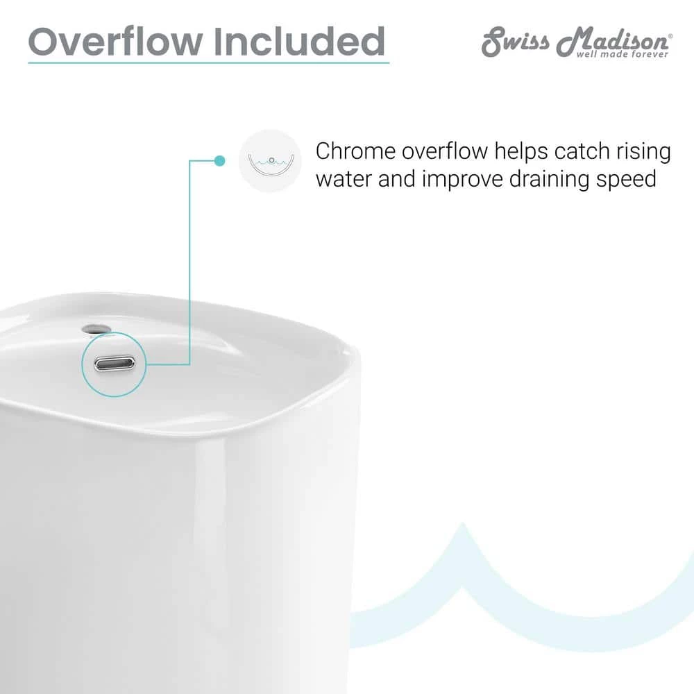 Swiss Madison Ivy 1-Piece Glossy White Ceramic Square Pedestal Sink 13 Swiss Madison Ivy 1-Piece Glossy White Ceramic Square Pedestal Sink - Image 11