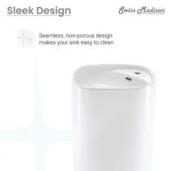 Swiss Madison Ivy 1-Piece Glossy White Ceramic Square Pedestal Sink 24 Swiss Madison Ivy 1-Piece Glossy White Ceramic Square Pedestal Sink -Bathroom Sinks Sales white swiss madison pedestal sinks sm ps313 4f 1000