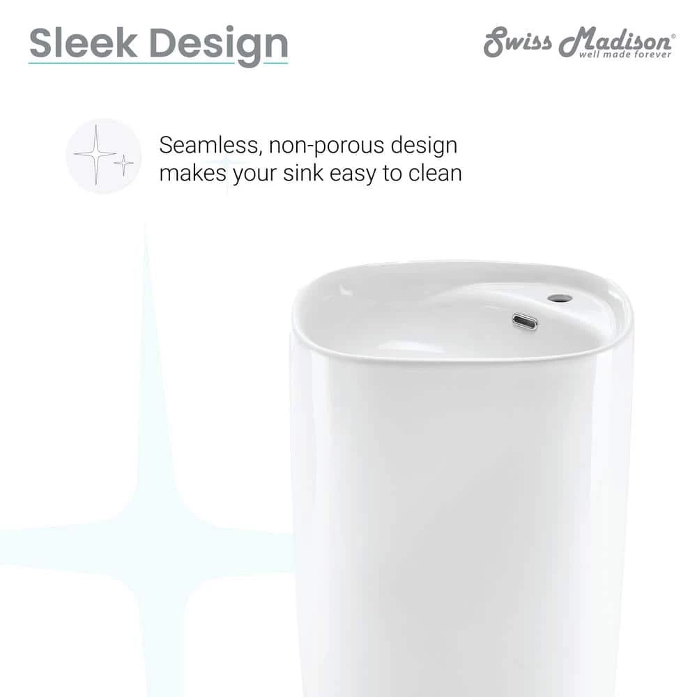 Swiss Madison Ivy 1-Piece Glossy White Ceramic Square Pedestal Sink 11 Swiss Madison Ivy 1-Piece Glossy White Ceramic Square Pedestal Sink - Image 9