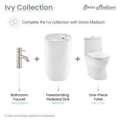 Swiss Madison Ivy 1-Piece Glossy White Ceramic Square Pedestal Sink 29 Swiss Madison Ivy 1-Piece Glossy White Ceramic Square Pedestal Sink -Bathroom Sinks Sales white swiss madison pedestal sinks sm ps313 d4 1000