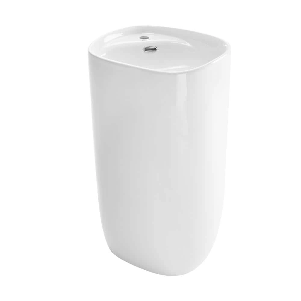 Swiss Madison Ivy 1-Piece Glossy White Ceramic Square Pedestal Sink 4 Swiss Madison Ivy 1-Piece Glossy White Ceramic Square Pedestal Sink - Image 2
