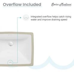 Swiss Madison Plaisir 18 in. Rectangular Under-Mount Bathroom Sink in White -Bathroom Sinks Sales white swiss madison undermount bathroom sinks sm um624 4f 1000