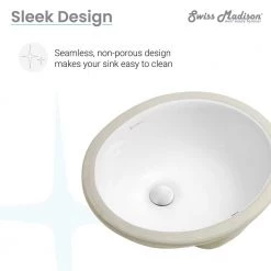 Swiss Madison Monaco 16.5 in. Oval Under-Mount Bathroom Sink in White -Bathroom Sinks Sales white swiss madison undermount bathroom sinks sm um629 1f 1000