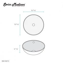 Swiss Madison Sublime Round Vessel Sink in White -Bathroom Sinks Sales white swiss madison vessel sinks sm vs212 76 1000