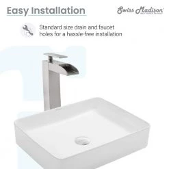 Swiss Madison Concorde Rectangle Ceramic Vessel Sink in White -Bathroom Sinks Sales white swiss madison vessel sinks sm vs242 1f 1000