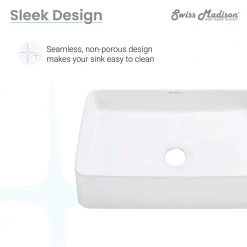 Swiss Madison Concorde Rectangle Ceramic Vessel Sink in White -Bathroom Sinks Sales white swiss madison vessel sinks sm vs242 44 1000