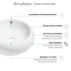 Swiss Madison Plaisir Round Vessel Sink in White -Bathroom Sinks Sales white swiss madison vessel sinks sm vs262 77 1000