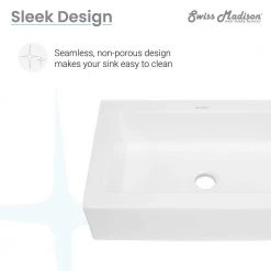 Swiss Madison Voltaire Ceramic Rectangle Vessel Sink in White 24 Swiss Madison Voltaire Ceramic Rectangle Vessel Sink in White -Bathroom Sinks Sales white swiss madison vessel sinks sm vs282 1f 1000