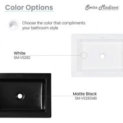 Swiss Madison Voltaire Ceramic Rectangle Vessel Sink in White 25 Swiss Madison Voltaire Ceramic Rectangle Vessel Sink in White -Bathroom Sinks Sales white swiss madison vessel sinks sm vs282 44 1000