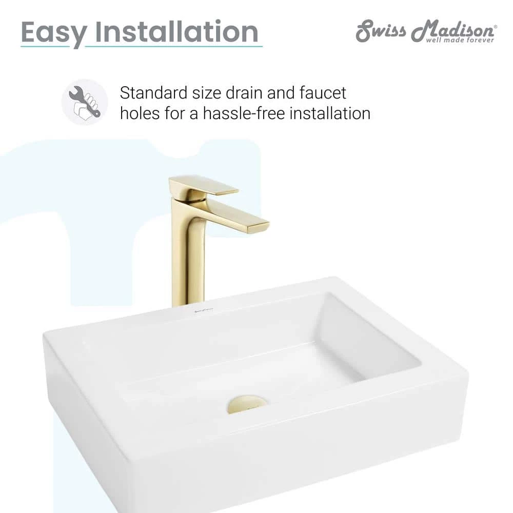 Swiss Madison Voltaire Ceramic Rectangle Vessel Sink in White 11 Swiss Madison Voltaire Ceramic Rectangle Vessel Sink in White - Image 9