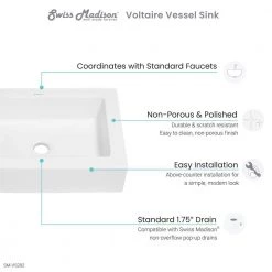 Swiss Madison Voltaire Ceramic Rectangle Vessel Sink in White 21 Swiss Madison Voltaire Ceramic Rectangle Vessel Sink in White -Bathroom Sinks Sales white swiss madison vessel sinks sm vs282 77 1000