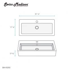 Swiss Madison Voltaire Wide Rectangle Vessel Sink in White 23 Swiss Madison Voltaire Wide Rectangle Vessel Sink in White -Bathroom Sinks Sales white swiss madison vessel sinks sm vs292 44 1000