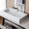 Swiss Madison Voltaire Wide Rectangle Vessel Sink in White -Bathroom Sinks Sales white swiss madison vessel sinks sm vs292 64 1000