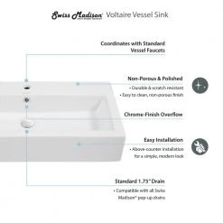 Swiss Madison Voltaire Wide Rectangle Vessel Sink in White 19 Swiss Madison Voltaire Wide Rectangle Vessel Sink in White -Bathroom Sinks Sales white swiss madison vessel sinks sm vs292 77 1000