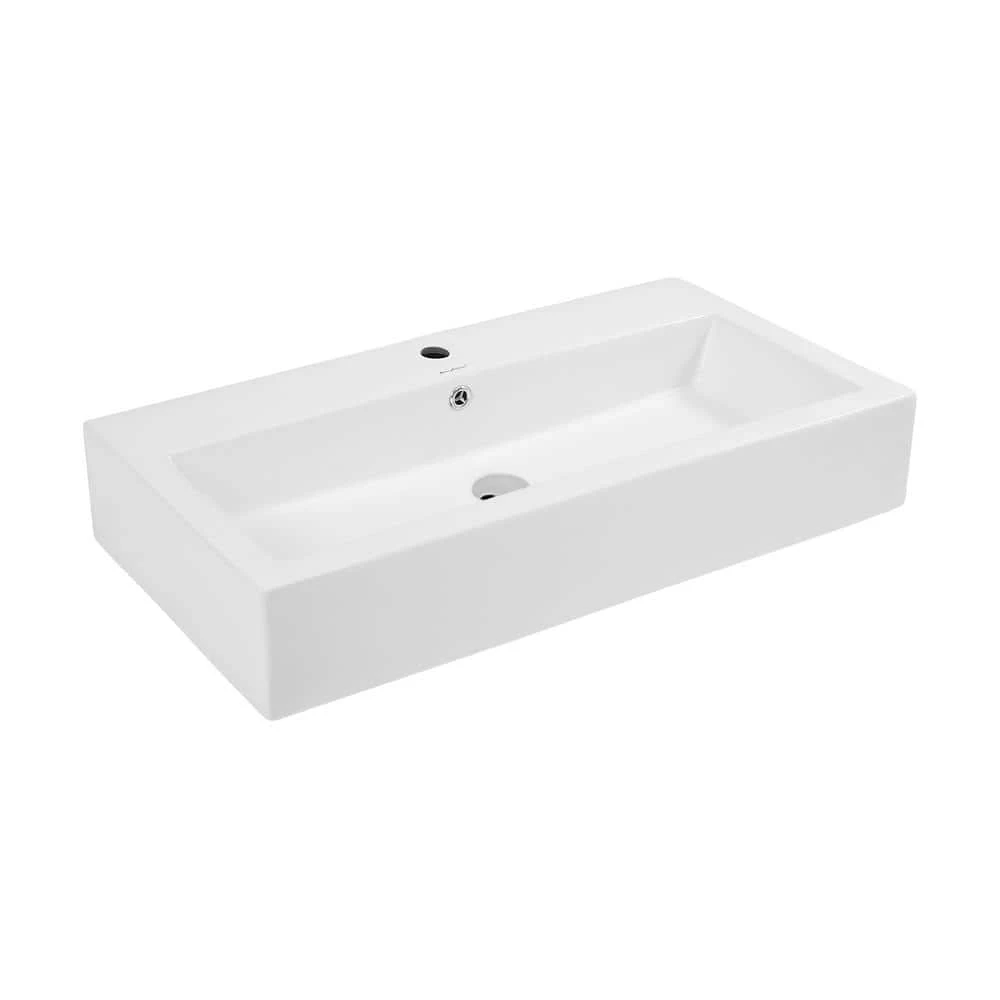 Swiss Madison Voltaire Wide Rectangle Vessel Sink in White 6 Swiss Madison Voltaire Wide Rectangle Vessel Sink in White - Image 4