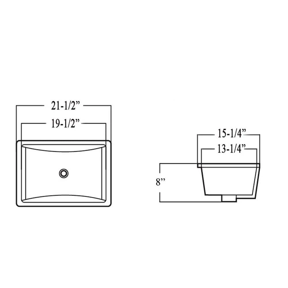 Kingsman Hardware 21-1/2 in. x 15-1/4 in. Rectrangle Undermount Vitreous Glazed Ceramic Lavatory Vanity Bathroom Sink Pure White 5 Kingsman Hardware 21-1/2 in. x 15-1/4 in. Rectrangle Undermount Vitreous Glazed Ceramic Lavatory Vanity Bathroom Sink Pure White - Image 3