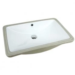 Kingsman Hardware 24 in. x 15-1/2 in. Rectrangle Undermount Vitreous Glazed Ceramic Lavatory Vanity Bathroom Sink Pure White