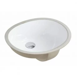 Kingsman Hardware 17-1/2 in. x 14-1/4 in. Oval Undermount Vitreous Glazed Ceramic Lavatory Vanity Bathroom Sink Pure White