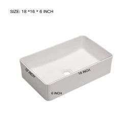 Logmey 24 in. x 16 in. Modern Bathroom Porcelain Ceramic Rectangular Vessel Sink Art Basin in White -Bathroom Sinks Sales white vessel sinks h lmp18006 fa 1000