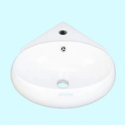 RENOVATORS SUPPLY MANUFACTURING Oscar 14-1/2 in. Corner Wall Mounted Bathroom Sink in White with Overflow 10 RENOVATORS SUPPLY MANUFACTURING Oscar 14-1/2 in. Corner Wall Mounted Bathroom Sink in White with Overflow -Bathroom Sinks Sales white wall mount sinks 17940 c3 1000