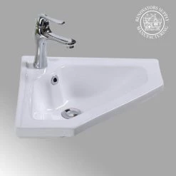 RENOVATORS SUPPLY MANUFACTURING Alexander II 24 in. Corner Wall Mounted Bathroom Sink in White with Overflow -Bathroom Sinks Sales white wall mount sinks 36684 31 1000