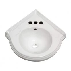 RENOVATORS SUPPLY MANUFACTURING Portsmouth 22 in. Corner Wall Mounted Bathroom Sink in White with Overflow and Bracket