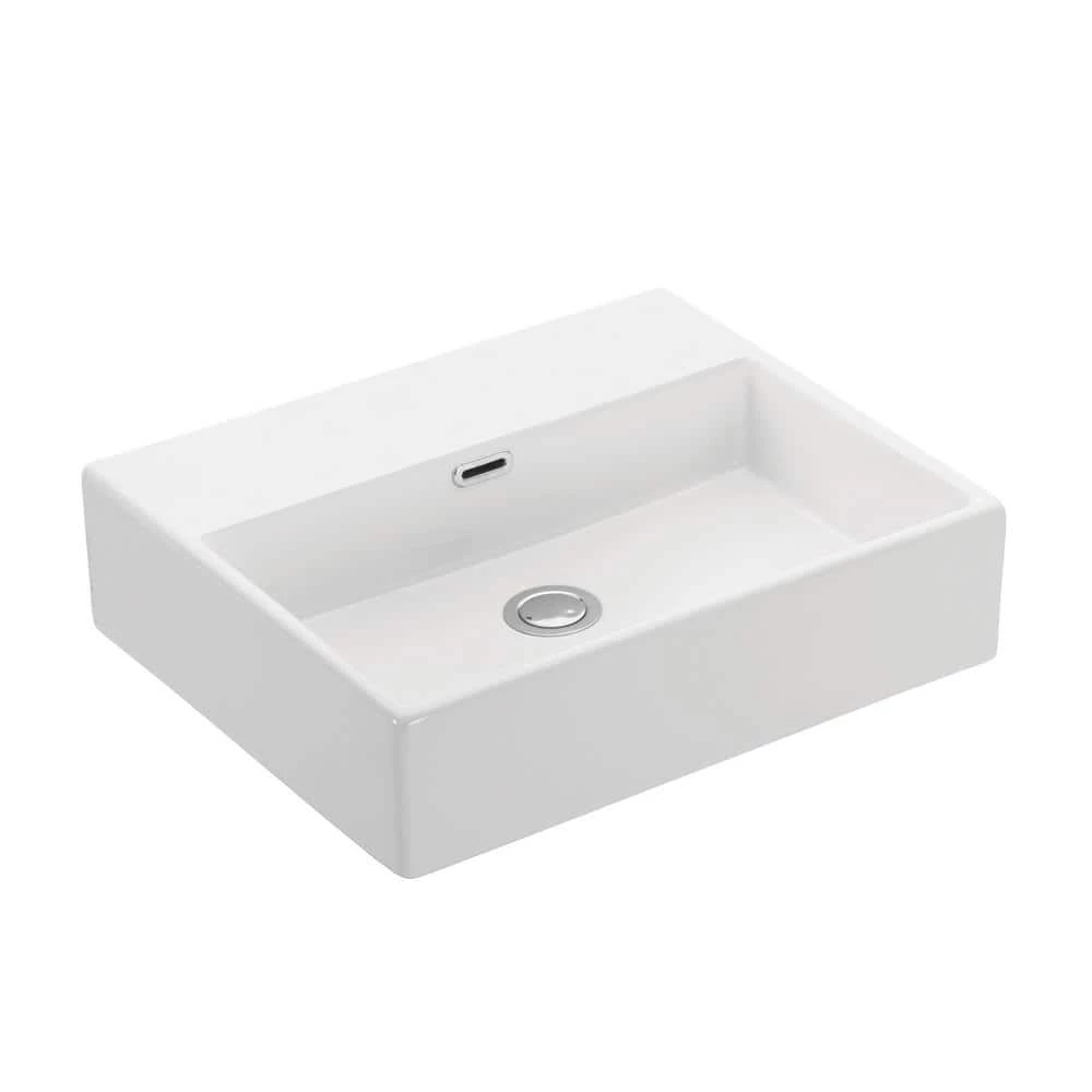 WS Bath Collections Quattro 50 Wall Mount / Vessel Bathroom Sink in Ceramic White without Faucet Hole 3 WS Bath Collections Quattro 50 Wall Mount / Vessel Bathroom Sink in Ceramic White without Faucet Hole
