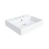 WS Bath Collections Simple 50.40B Wall Mount / Vessel Bathroom Sink in Ceramic White with 3 Faucet Holes